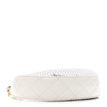 Chanel Mesh Shiny Lambskin Chain Hobo White 5 of 14