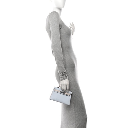 Hermes Chevre Mysore Horseshoe Mini Kelly Sellier 20 Bleu Brume Nata 2 of 13