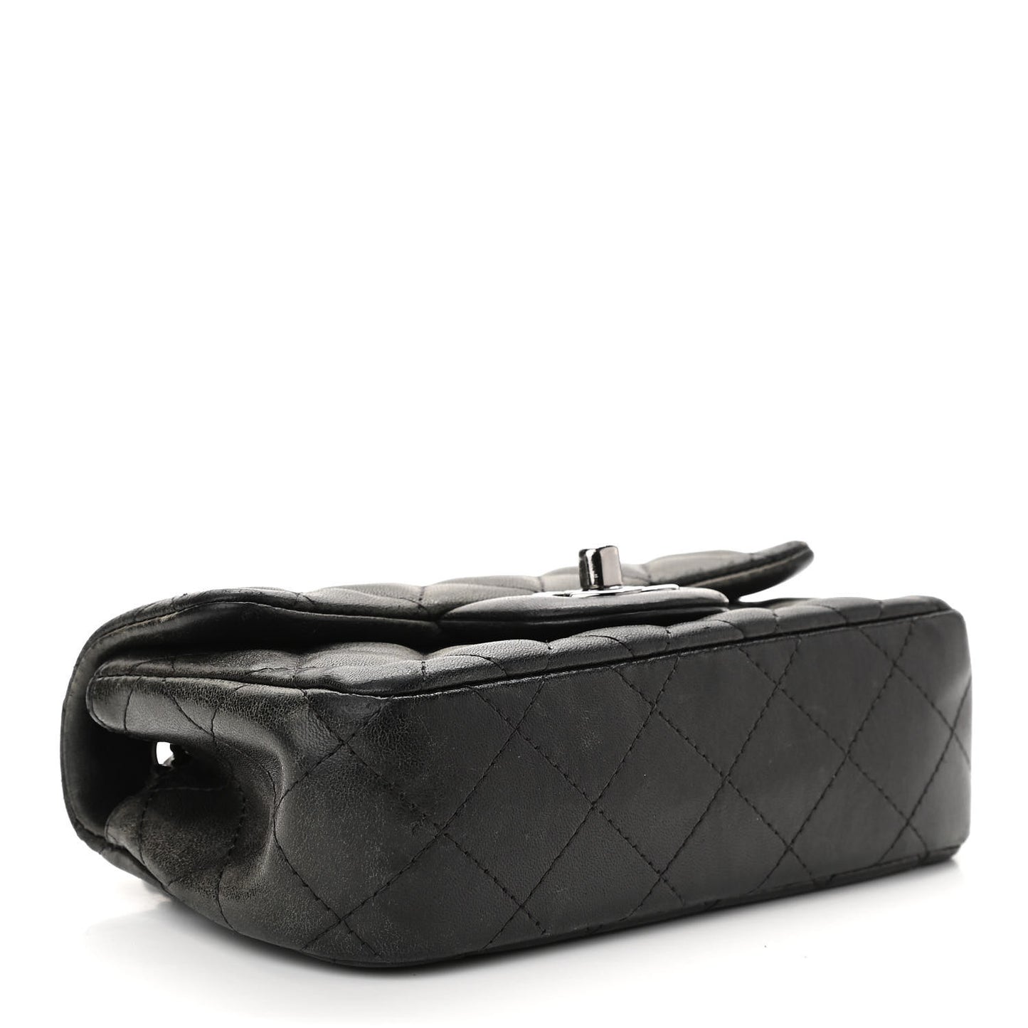 Lambskin Quilted Extra Mini Rectangular Flap Black