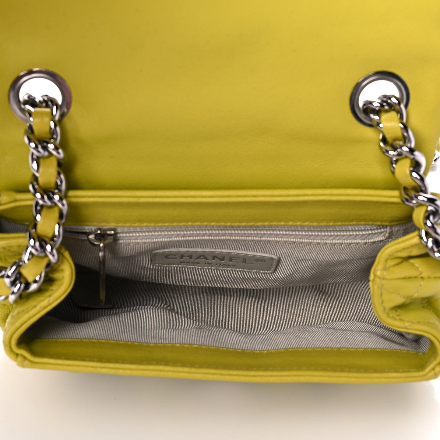 Washed Lambskin Quilted Mini Chain Around Flap Yellow