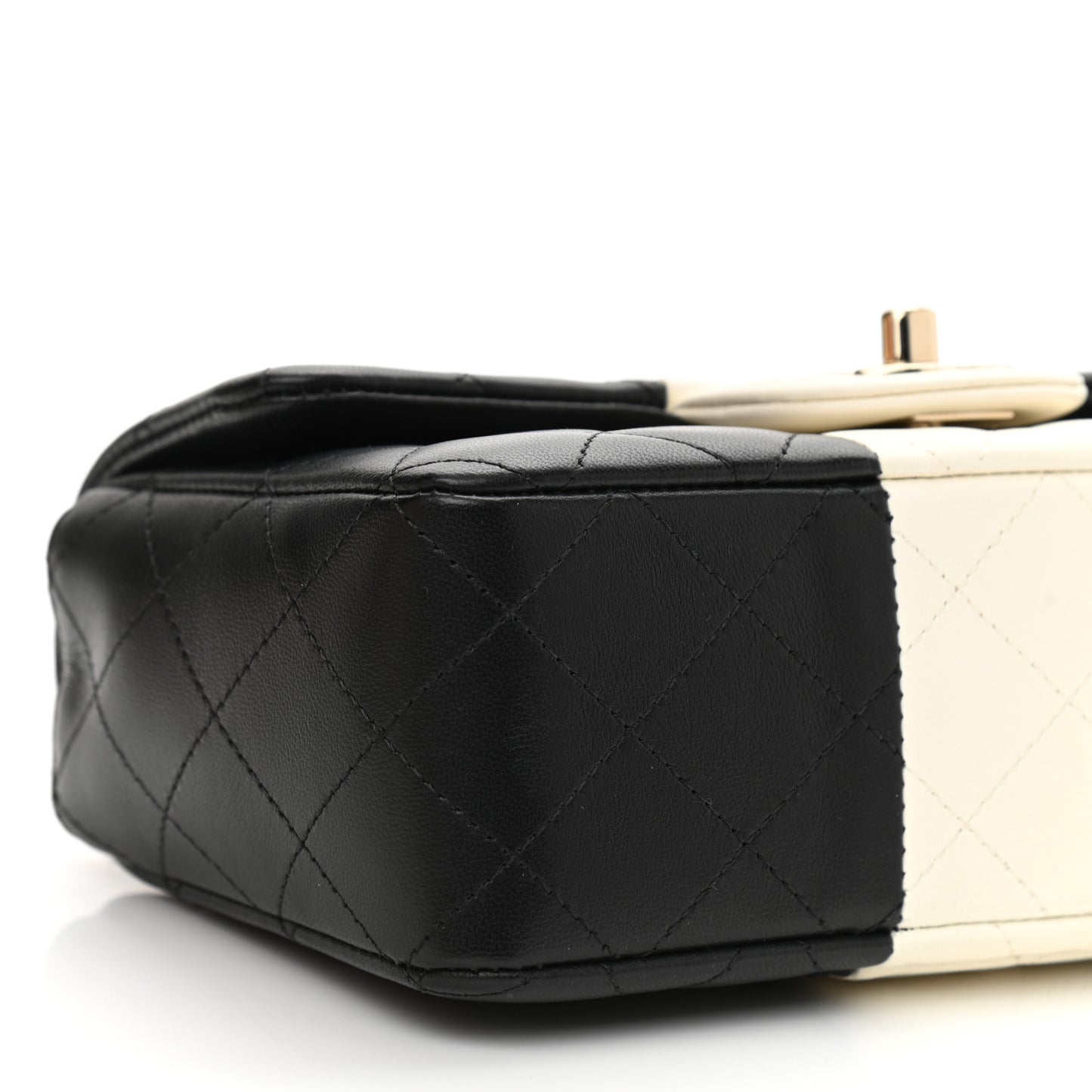 Lambskin Quilted Mini Rectangular Flap Black White