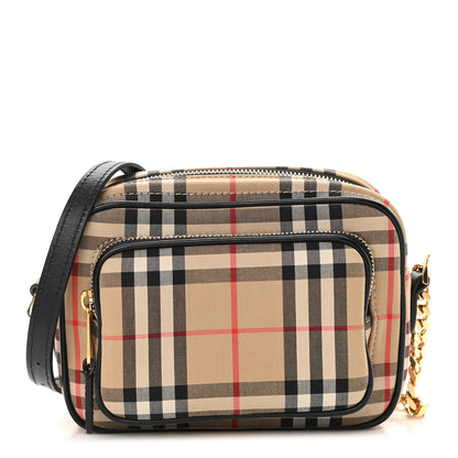 Burberry Calfskin Vintage Check Camera Bag Archive Beige 1 of 12