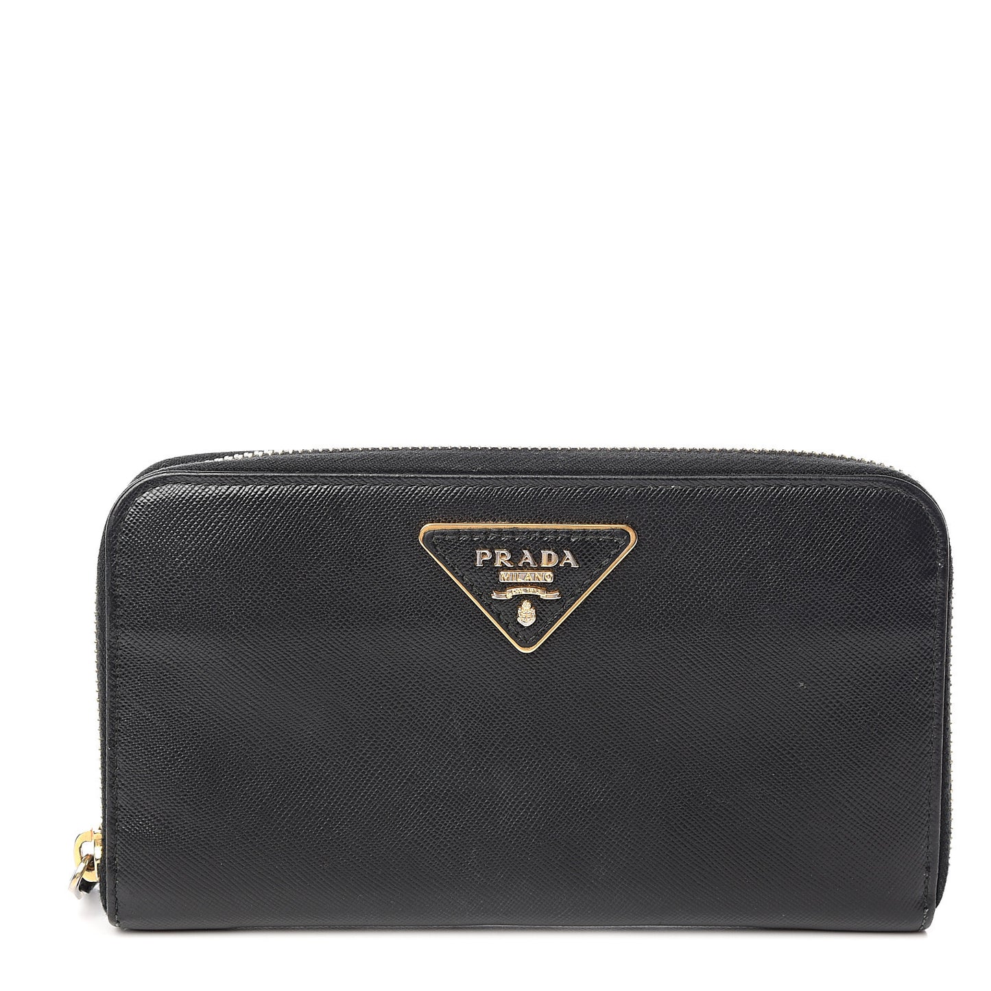Saffiano Metal Zip Around Wallet Black