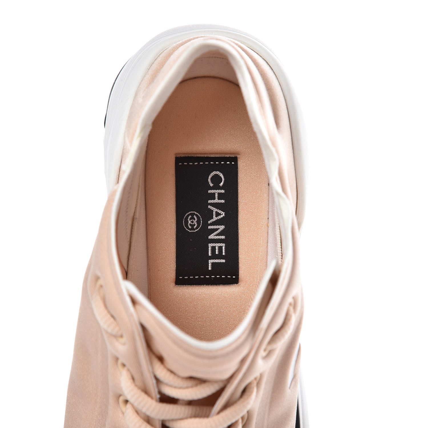 Chanel Lycra Fabric CC Sneakers 38 Beige 6 of 10