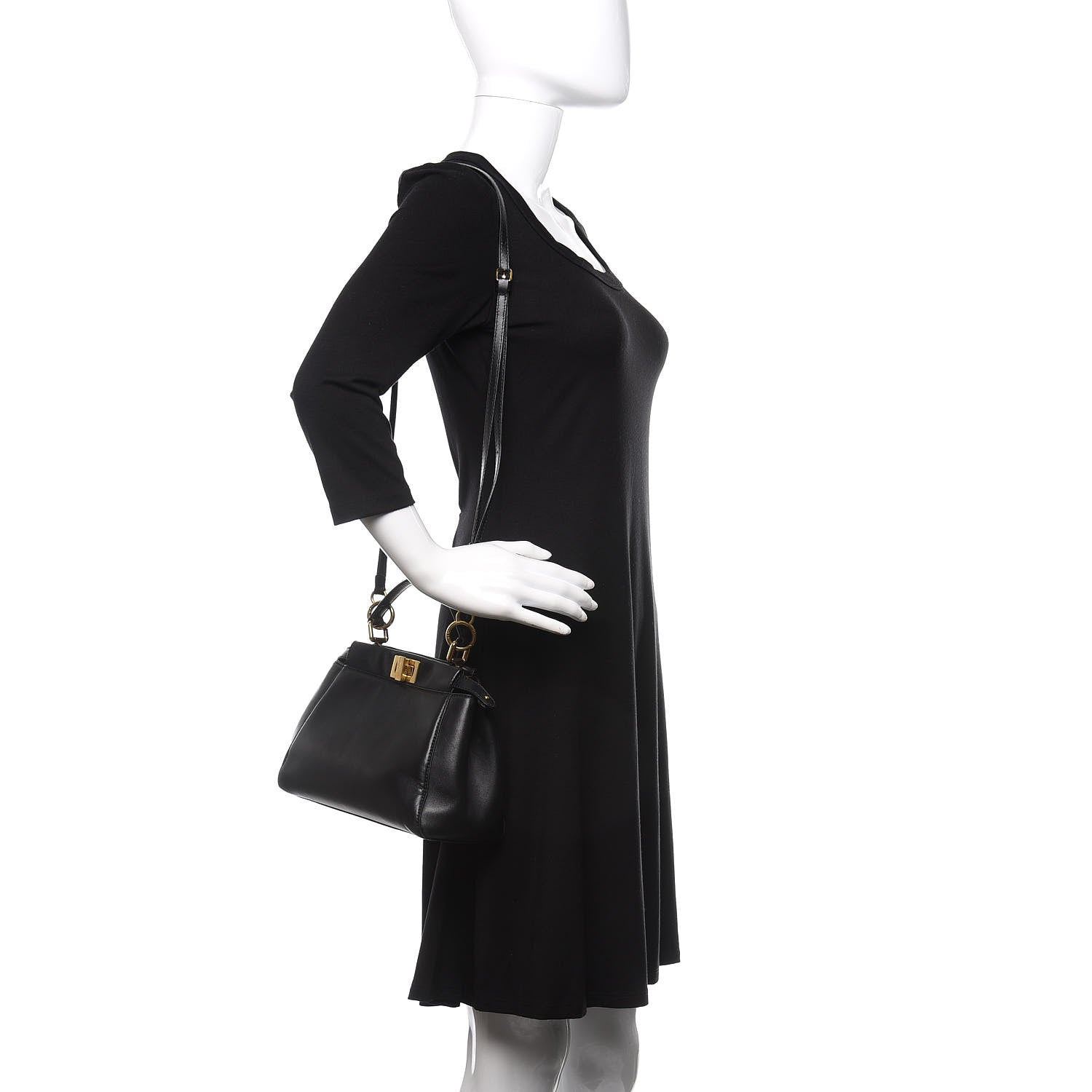 Fendi Nappa Mini Peekaboo Iconic Satchel Black 2 of 12