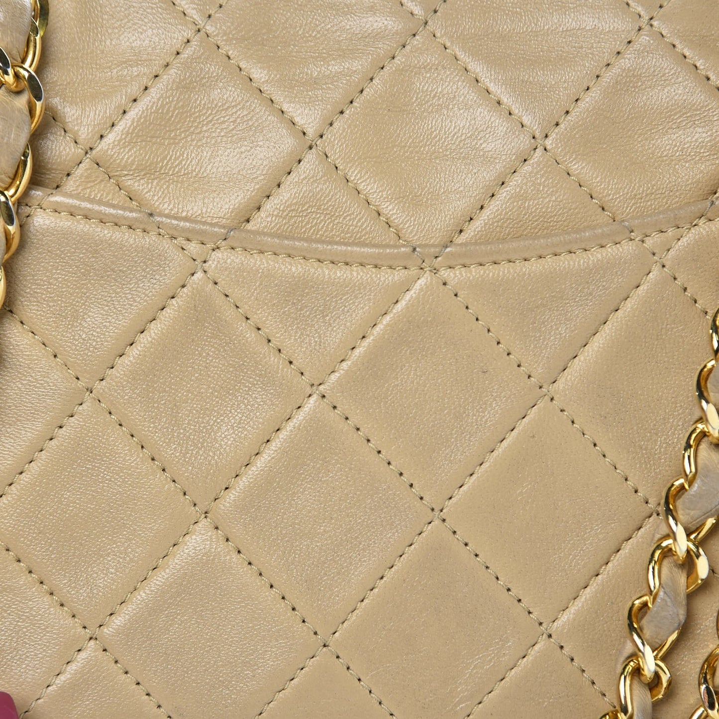 Lambskin Quilted Small Single Flap Beige