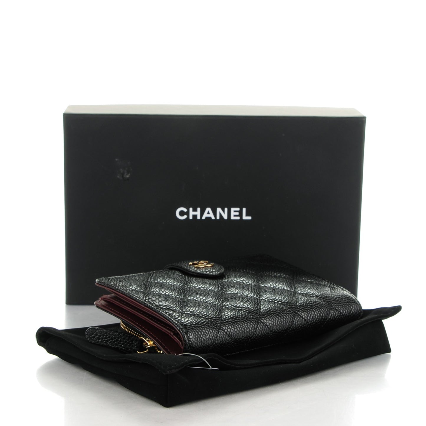 Caviar Quilted Zipped Pocket Wallet Black