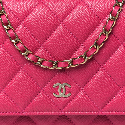 Chanel Caviar Quilted Wallet on Chain WOC Fuchsia 9 of 12