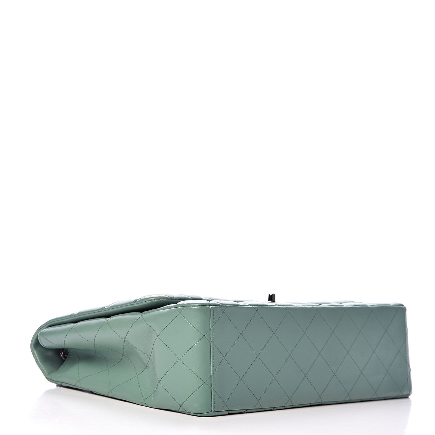 Lambskin Quilted Maxi Single Flap Green