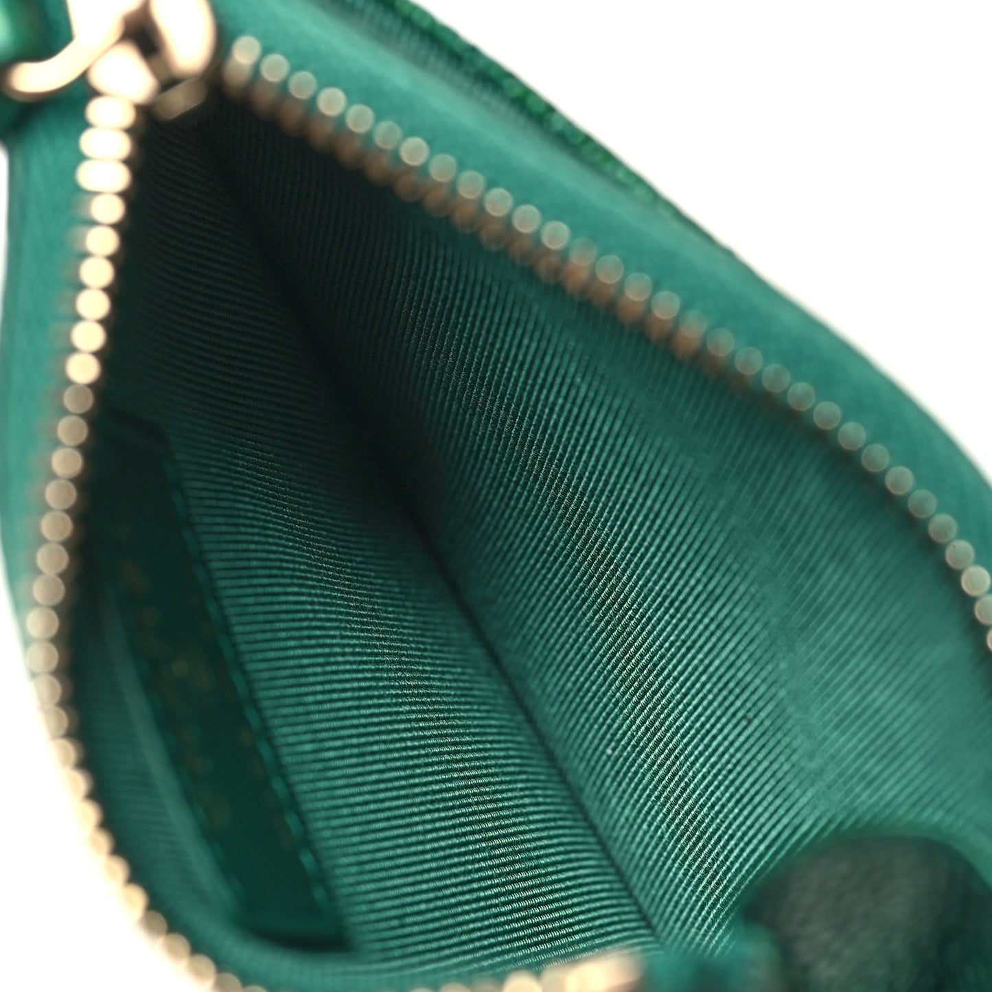 Metallic Caviar Quilted CC Zip Card Holder Green