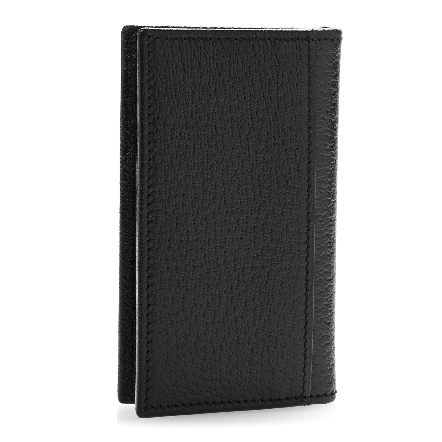 Textured Dollar Calfskin Horsebit Card Holder Black