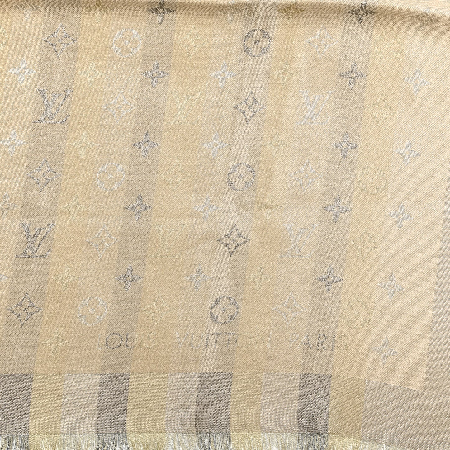Silk Lurex Wool So Shine Monogram Shawl Beige