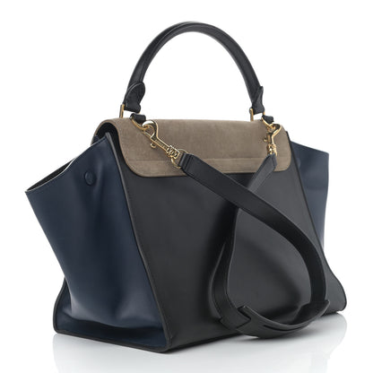 Celine Calfskin Suede Medium Tri-Color Trapeze Grey 3 of 13