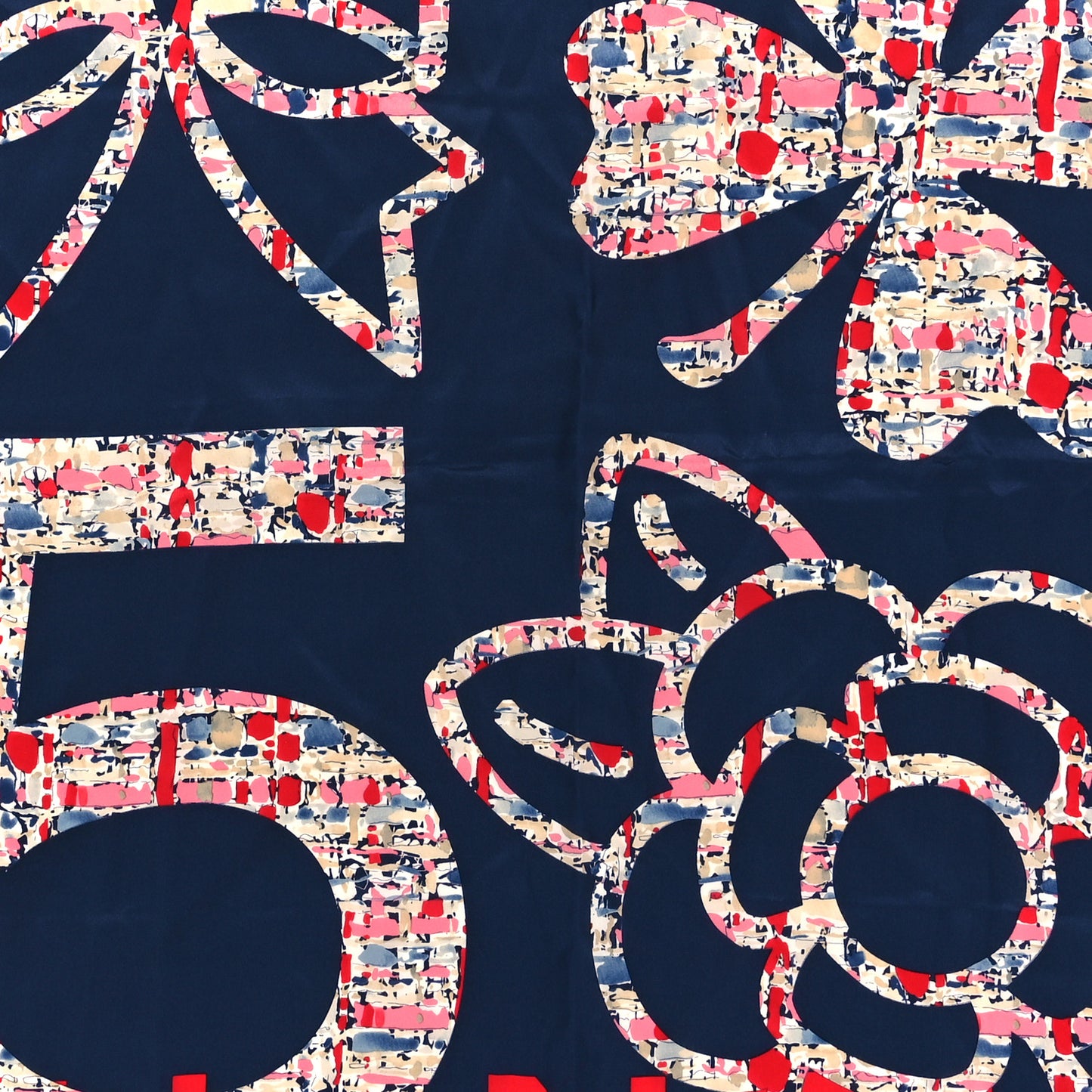 Silk CC Square Scarf Navy Red Multicolor