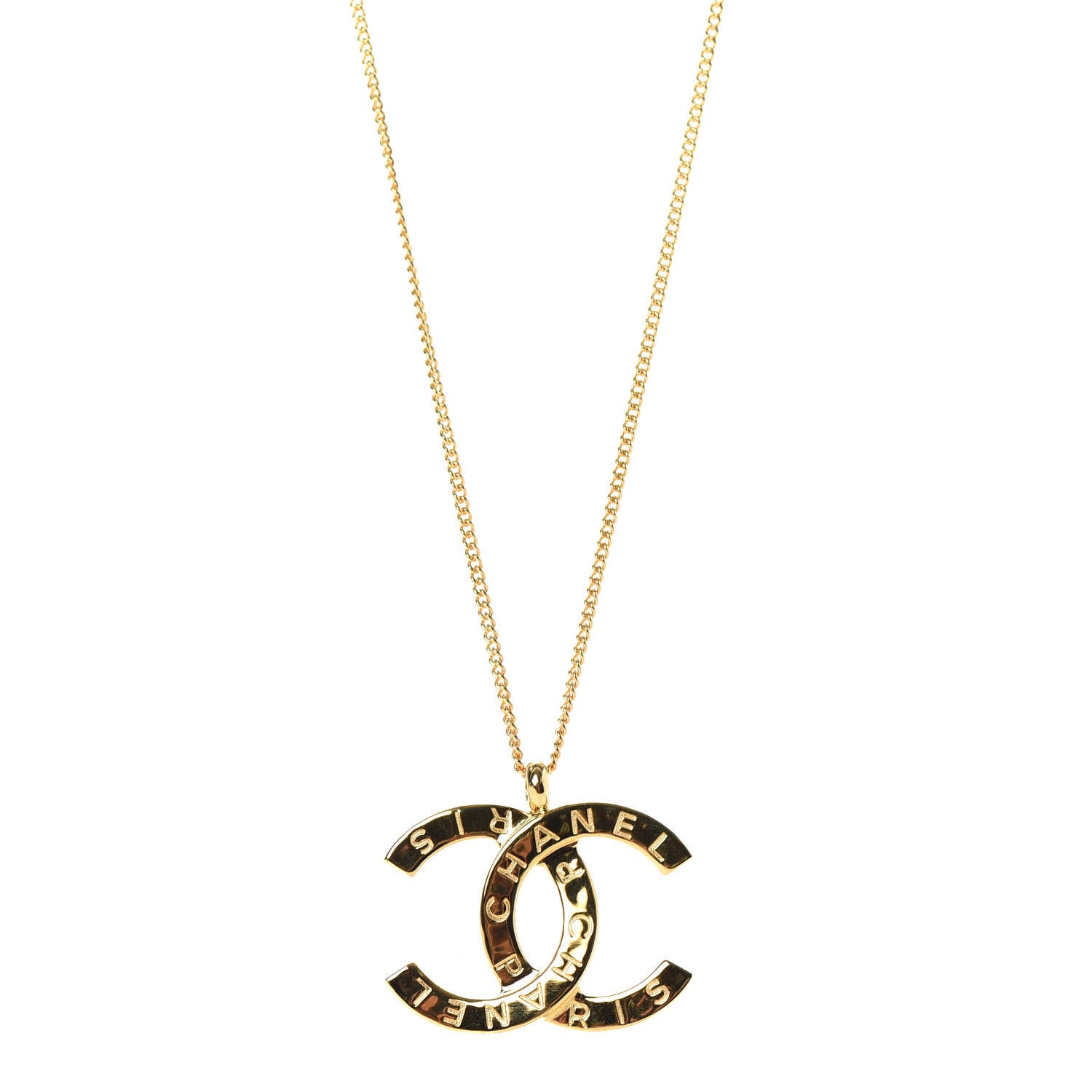Chanel Metal CC Paris Button Necklace Gold 1 of 5