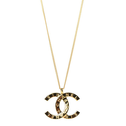Chanel Metal CC Paris Button Necklace Gold 1 of 5
