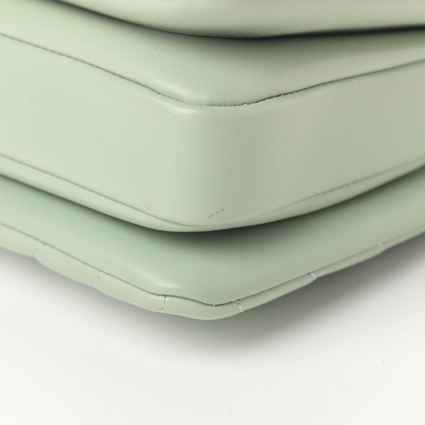 Lambskin Chevron Quilted Small Trendy CC Dual Handle Flap Bag Light Green