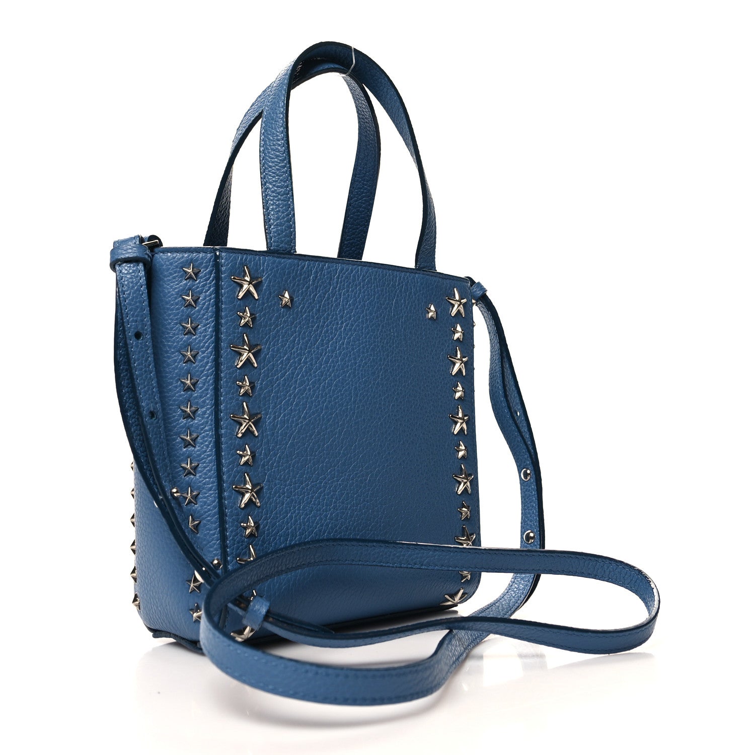 Jimmy Choo Soft Grainy Calfskin Star Studded Mini Pegasi Tote Butterfly Blue 3 of 10