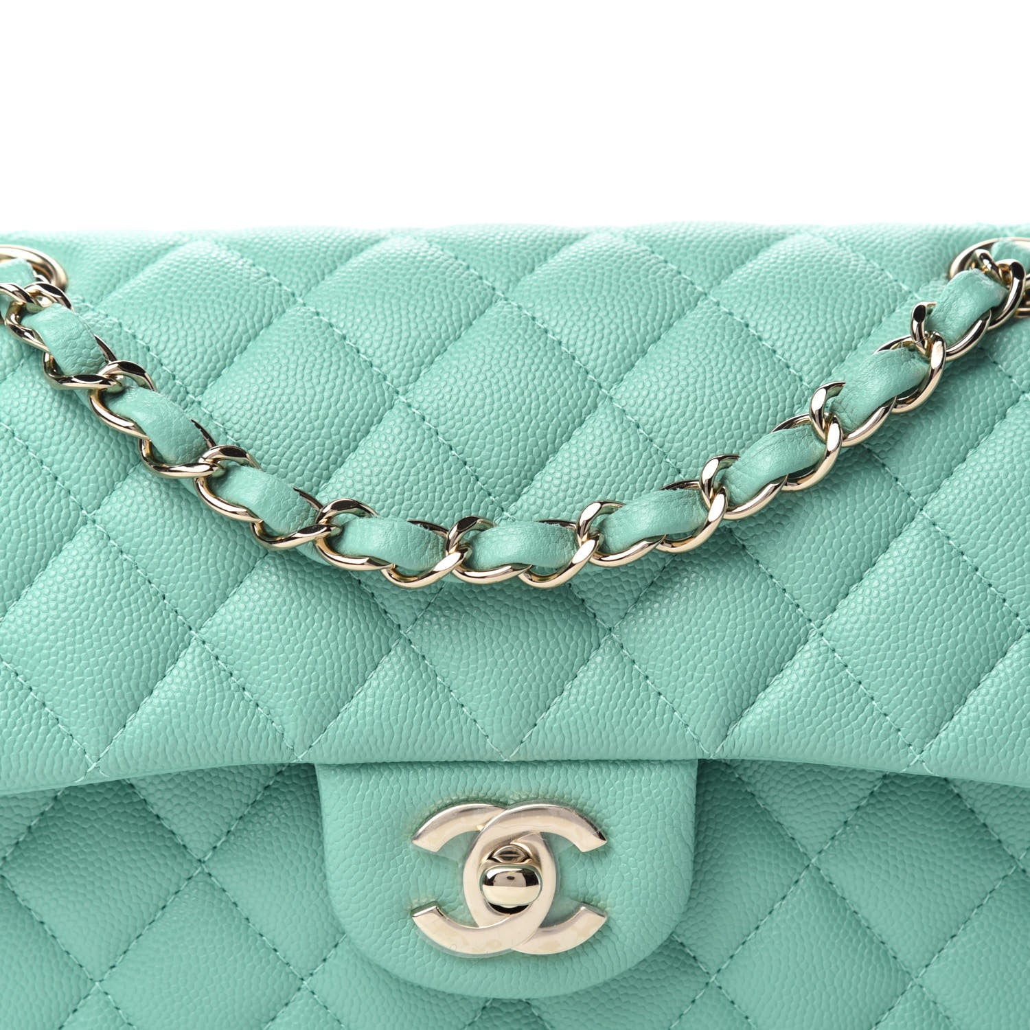 Chanel Caviar Quilted Small Double Flap Light Green 10 of 11
