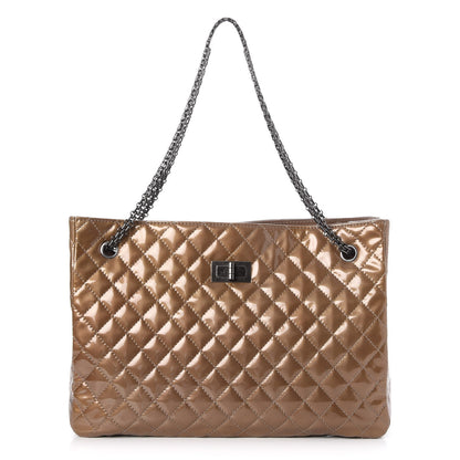 Chanel Patent Calfskin Quilted Reissue 2.55 Tote Khaki 1 of 8