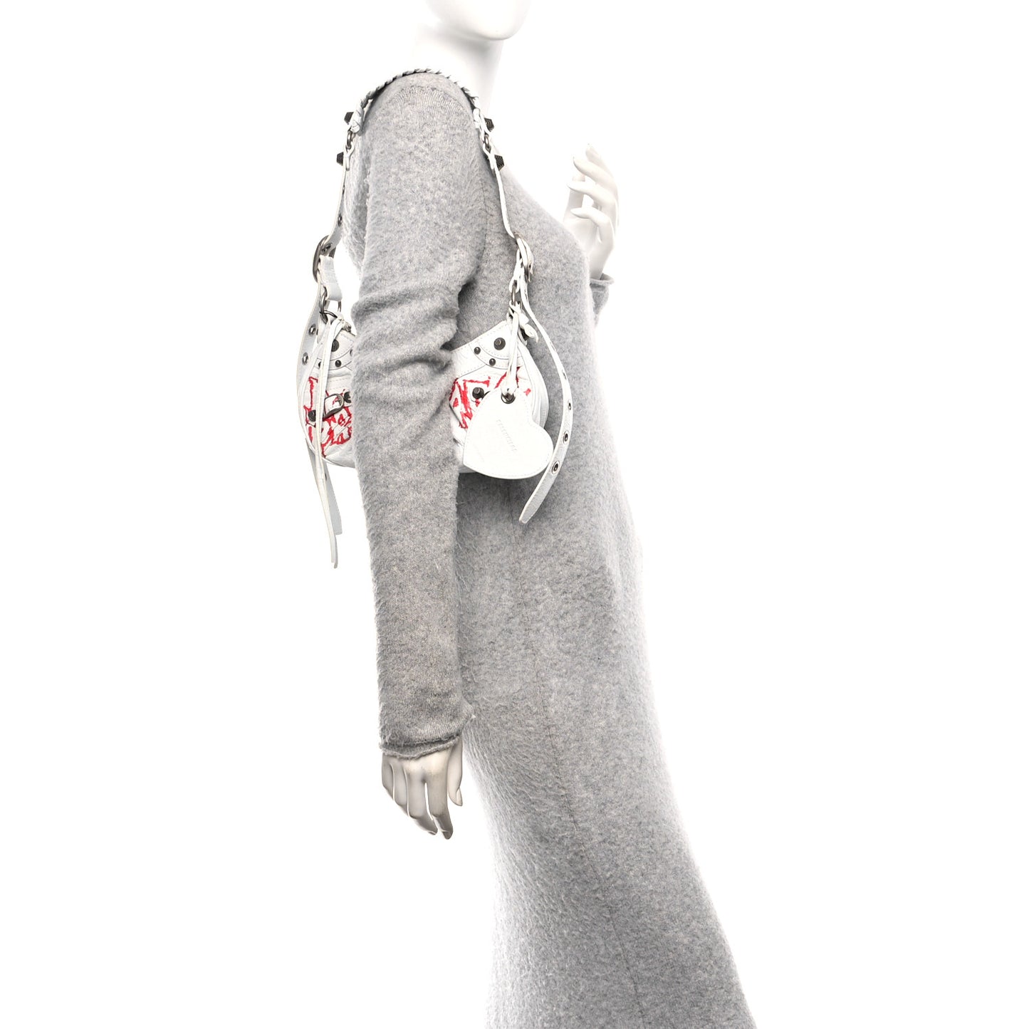 Agneau Arena Lunar New Year Graffiti Logo Le Cagole Shoulder Bag XS Optic White