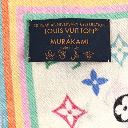Louis Vuitton LV X TM Wool Silk Monogram Multicolor Shawl White 3 of 3