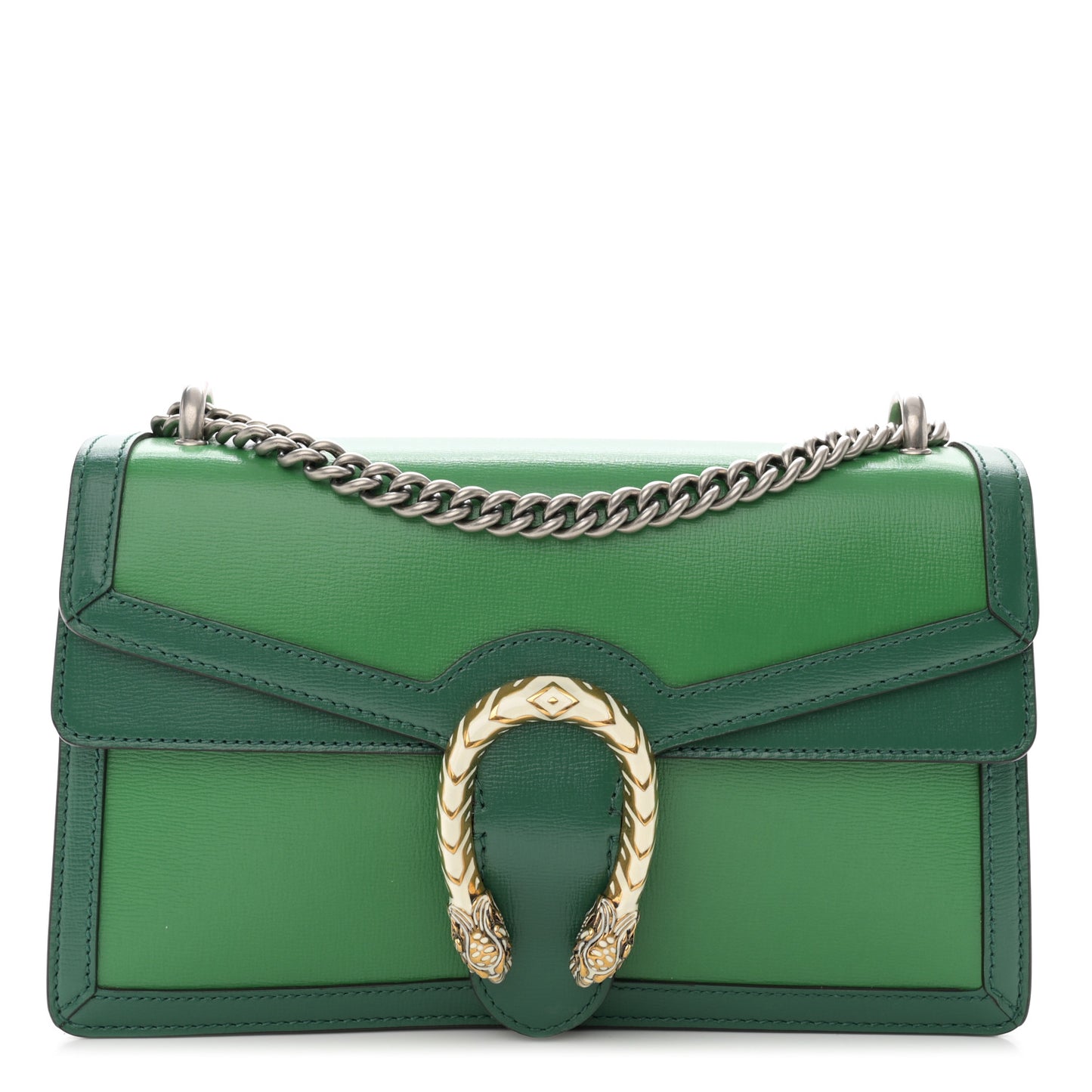 Azalea Calfskin Enamel Small Dionysus Shoulder Bag New Shamarock Emerald Off White