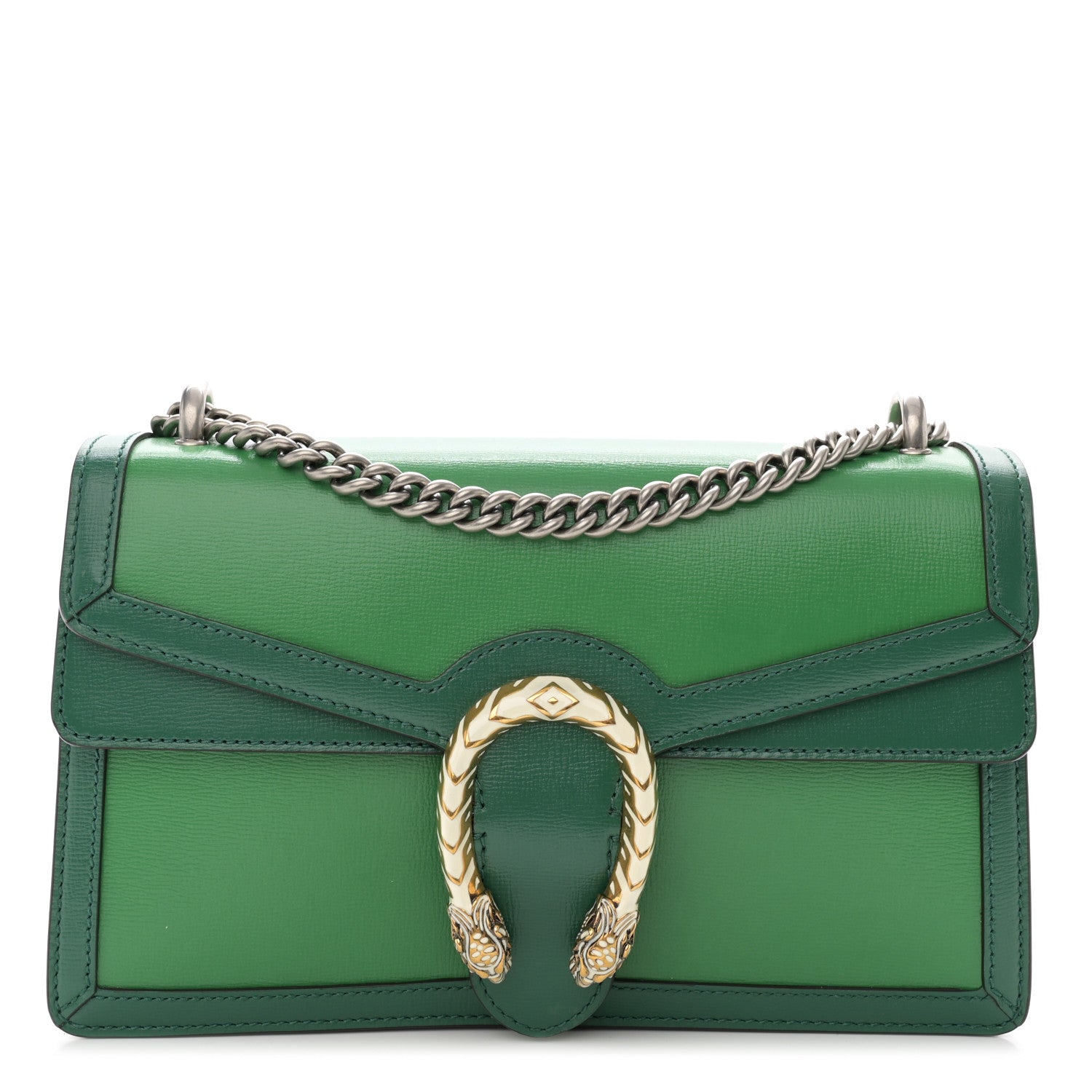 Gucci Azalea Calfskin Enamel Small Dionysus Shoulder Bag New Shamarock Emerald Off White 1 of 13