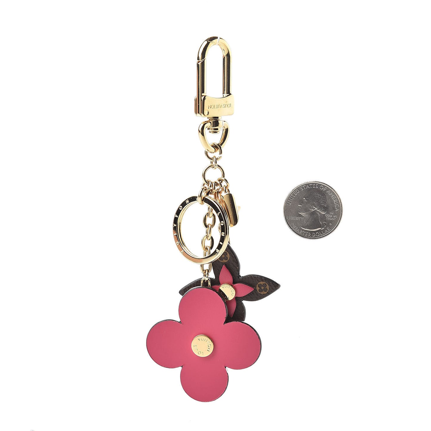 Monogram Blooming Flowers Bag Charm Key Holder Brown