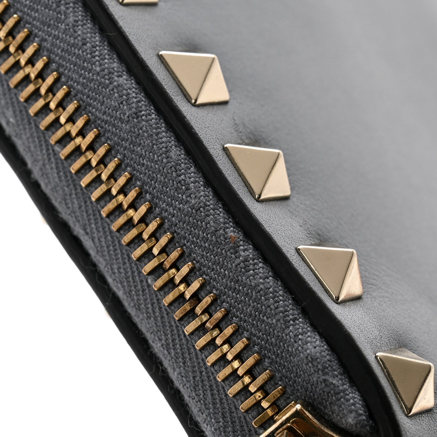 Vitello Rockstud Zip Around Wallet Stone
