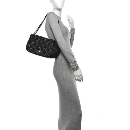 Chanel Nylon Quilted Tweed Stitch Bubble Flap Black 2 of 10