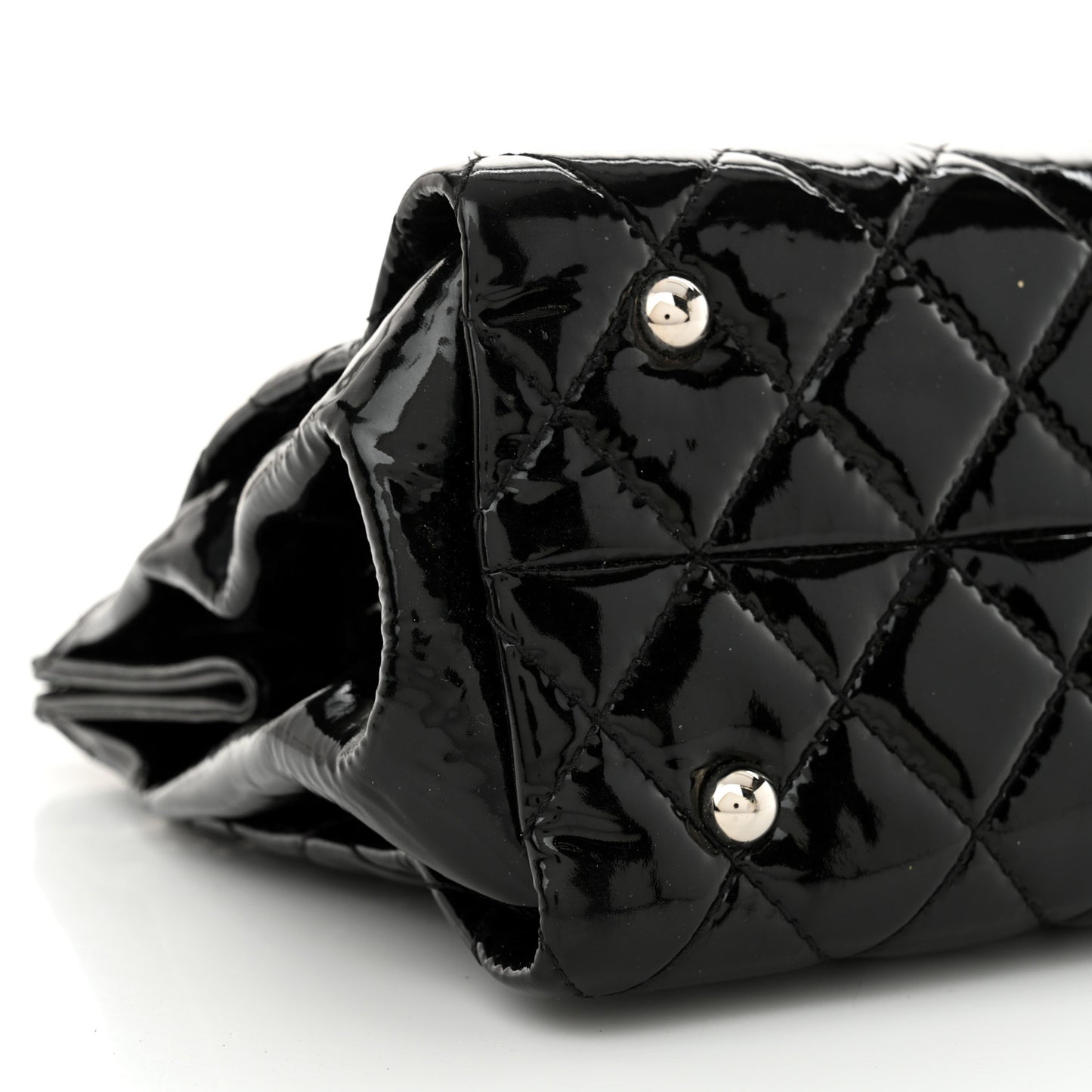 Patent Quilted Timeless CC Shopping Tote Black