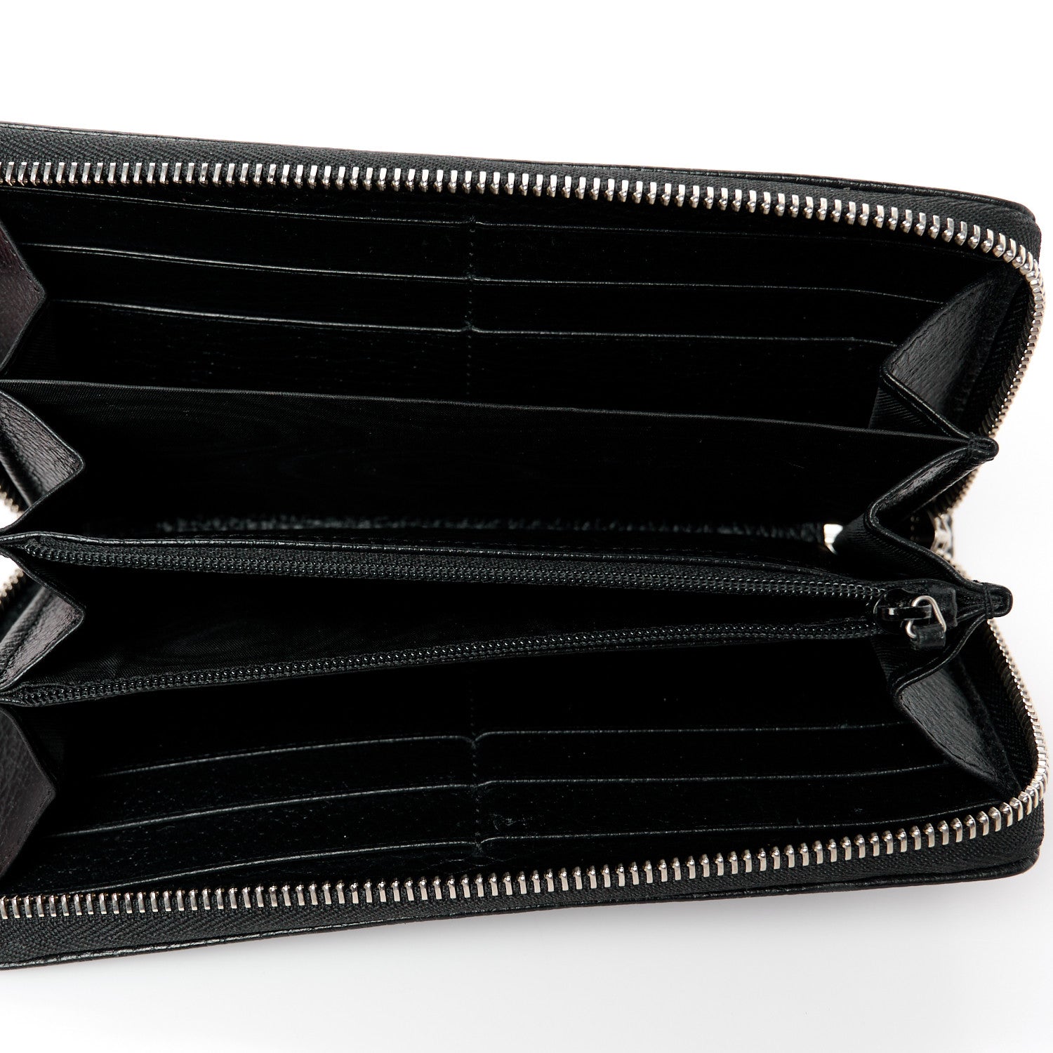 Gucci Dollar Calfskin Monochrome GG Marmont Zip Around Wallet Black 5 of 9