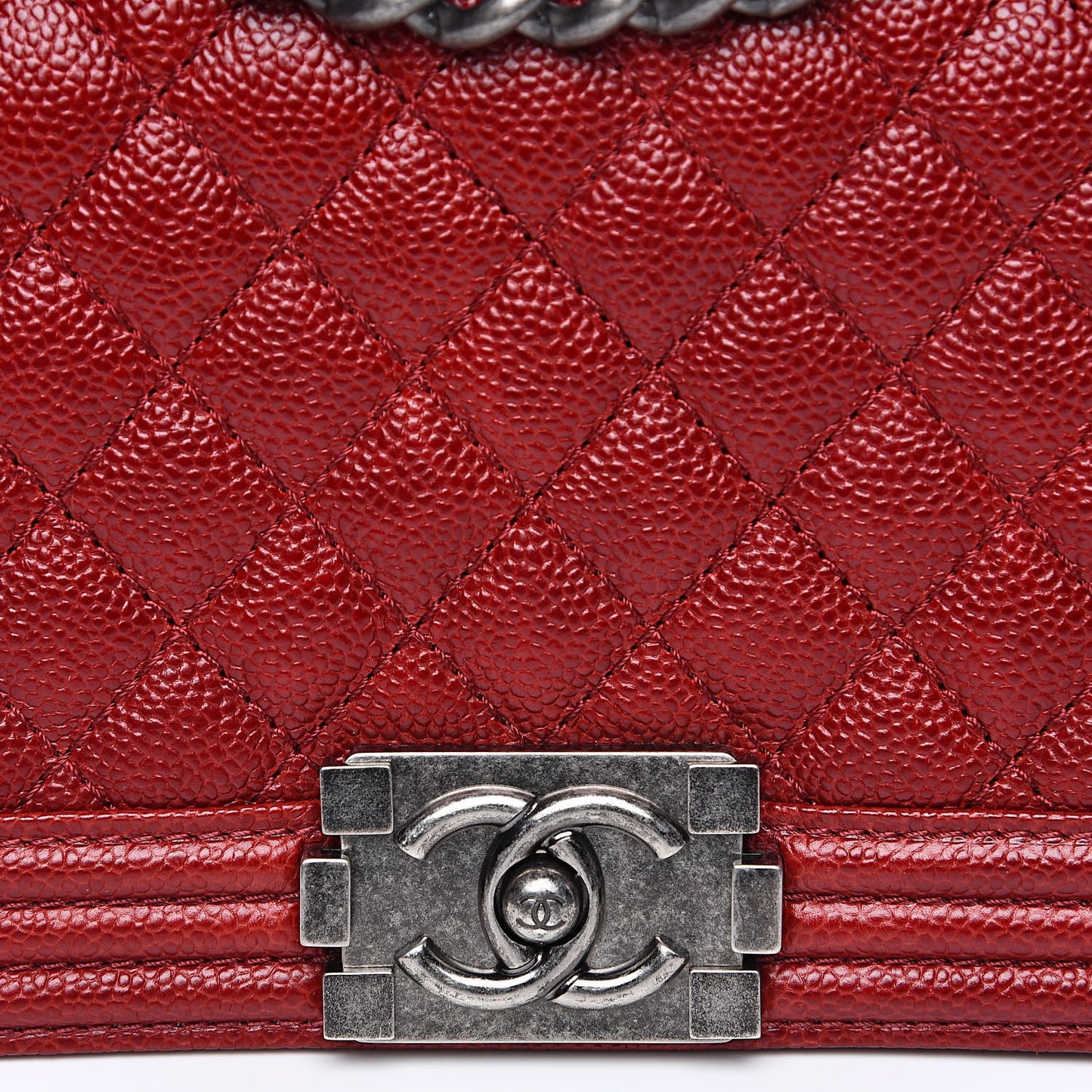 Caviar Quilted Medium Boy Flap Dark Red