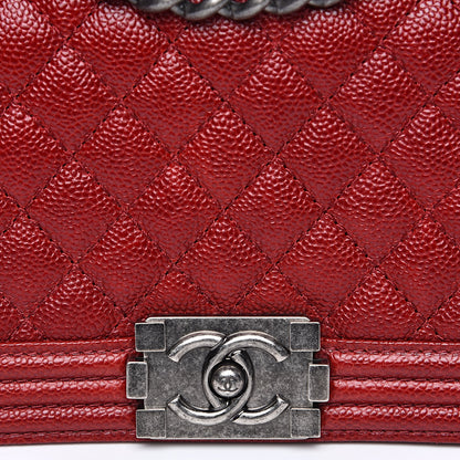 Chanel Caviar Quilted Medium Boy Flap Dark Red 14 of 15