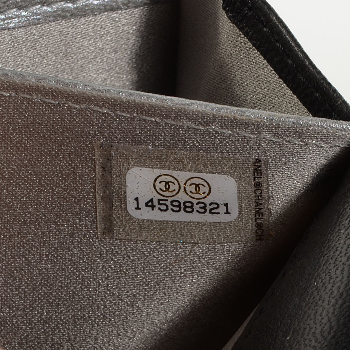 Lambskin Embossed Camellia Large Gusset Flap Wallet Black