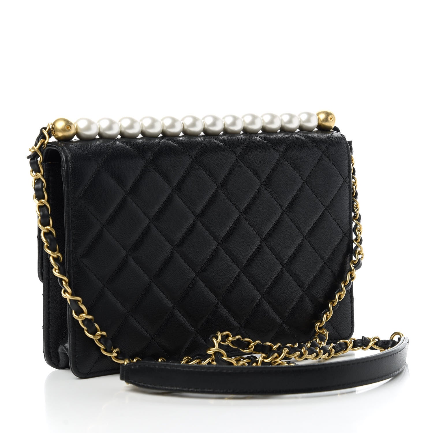 Chanel Lambskin Quilted Small Chic Pearls Flap Black 3 of 11