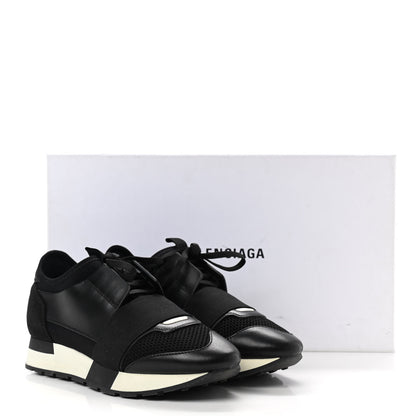 Balenciaga Mesh Calfskin Neoprene Suede Womens Race Runner Sneakers 37 Black 11 of 11