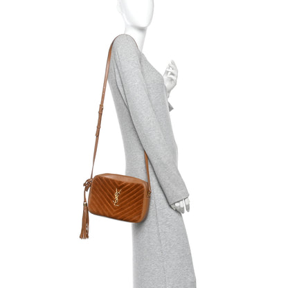 Saint Laurent Suede Matelasse Monogram Lou Camera Bag Cinnamon 2 of 9