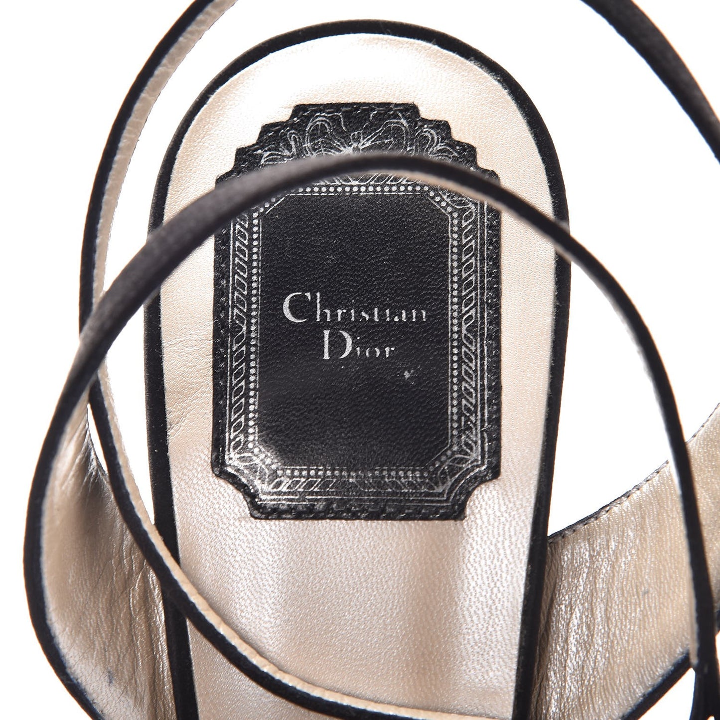 Satin Pearl Bow Anniversary Ankle Strap Sandals 38.5 Black