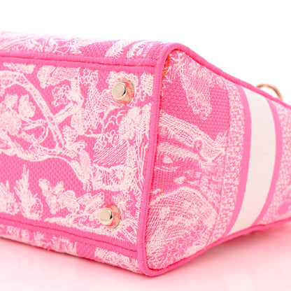Christian Dior Canvas Toile De Jouy Reverse Embroidered Medium Lady D-Lite Fluorescent Pink 10 of 11