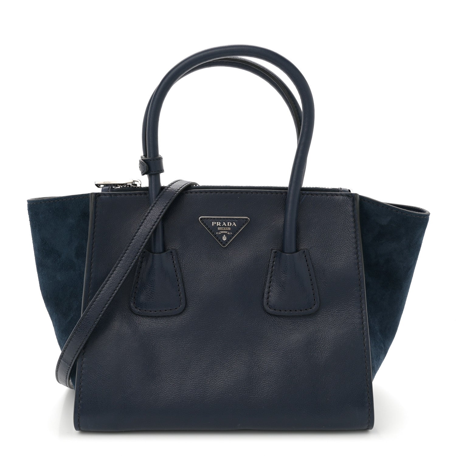 Prada Glace Calf Scamosciato Twin Pocket Tote Baltico 1 of 11
