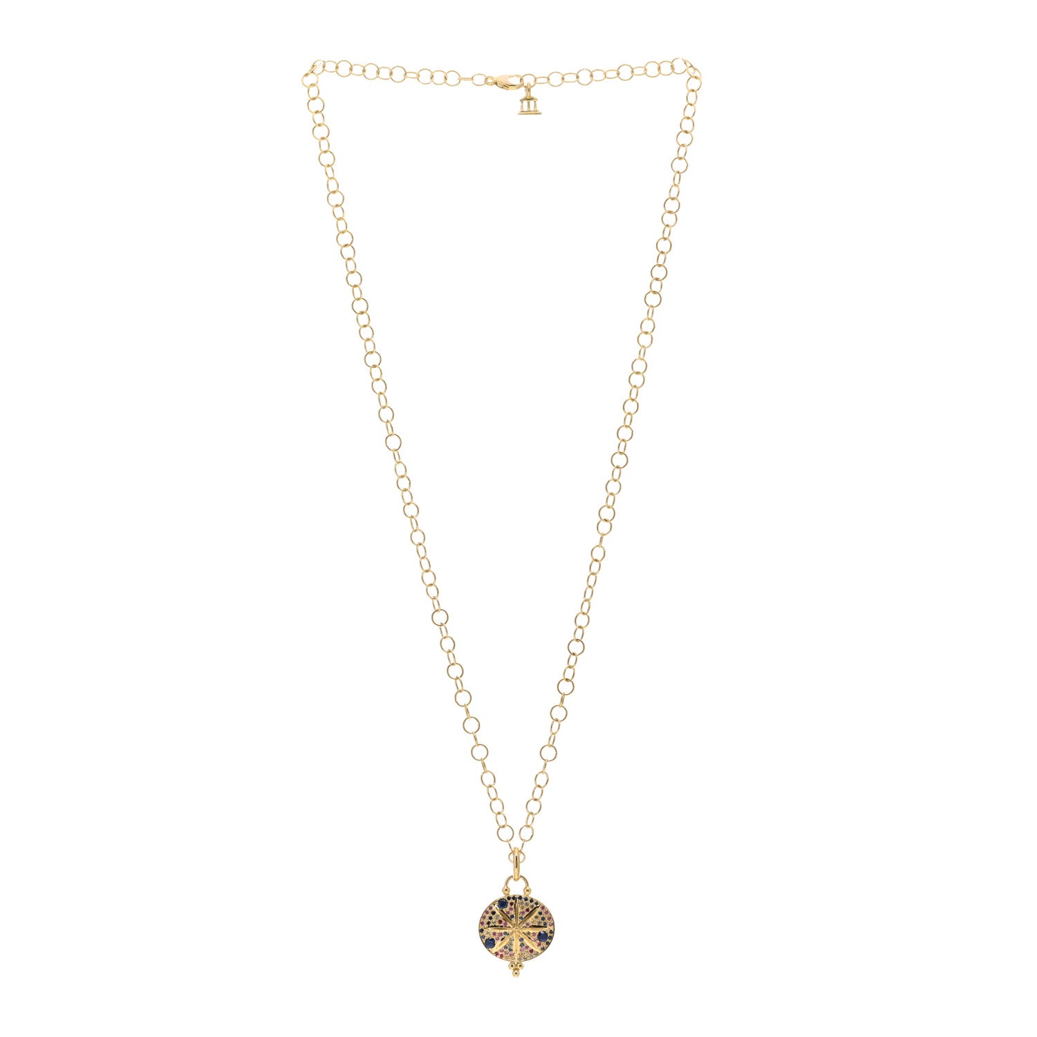 Temple St. Clair 18K Yellow Gold Sapphire Ruby Sorcerer Pendant Necklace 3 of 4