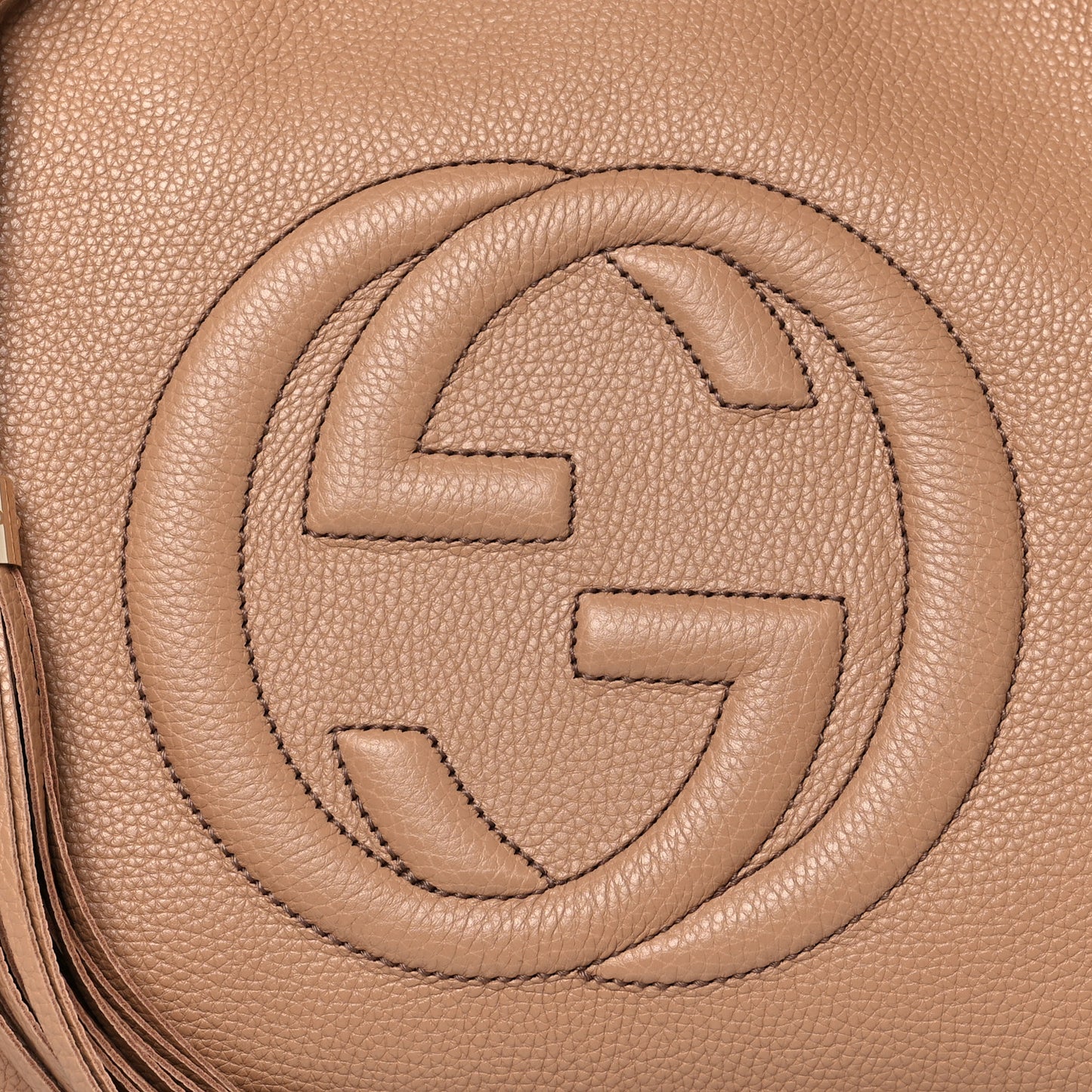 Pebbled Calfskin Medium Soho Chain Shoulder Bag Camelia