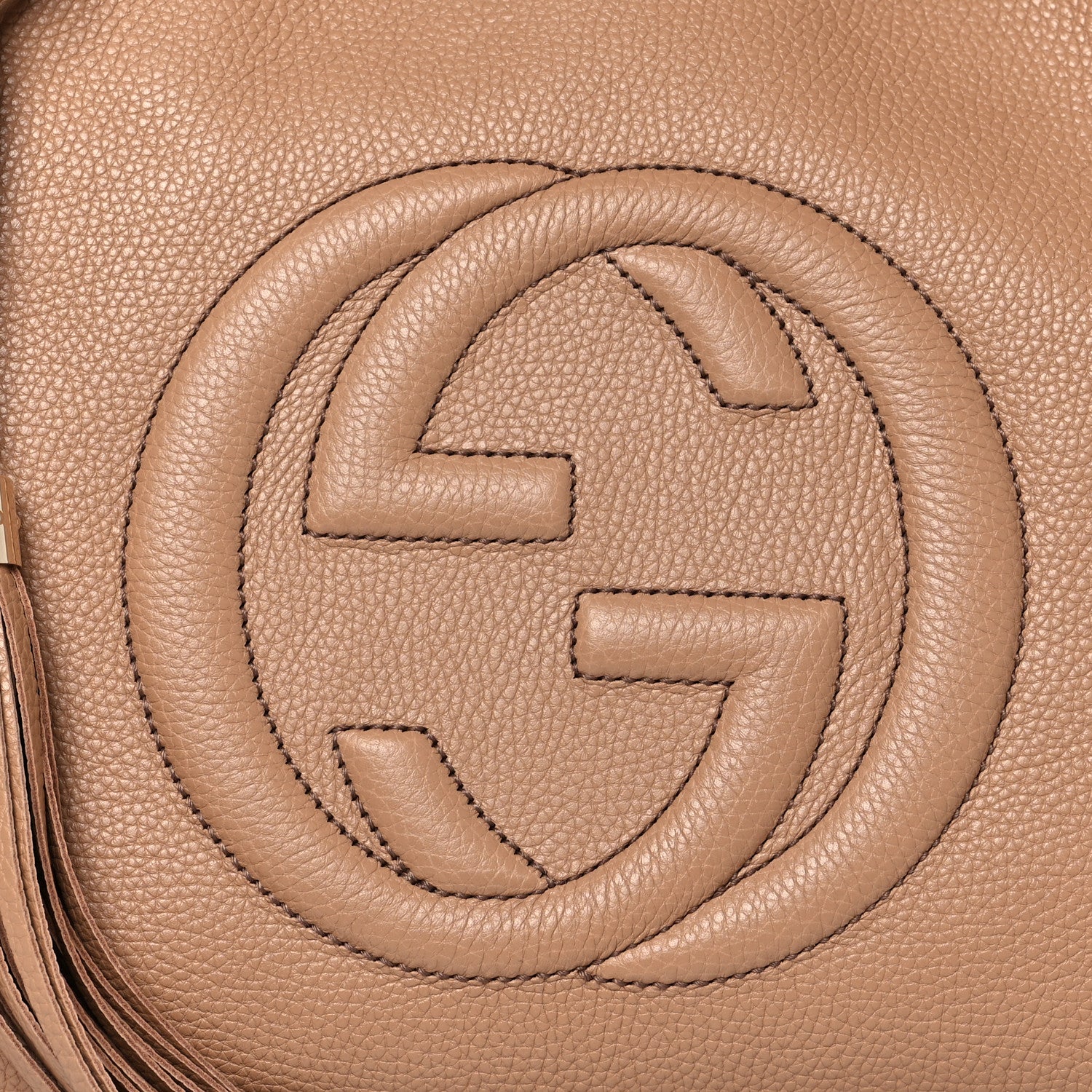 Gucci Pebbled Calfskin Medium Soho Chain Shoulder Bag Camelia 7 of 9