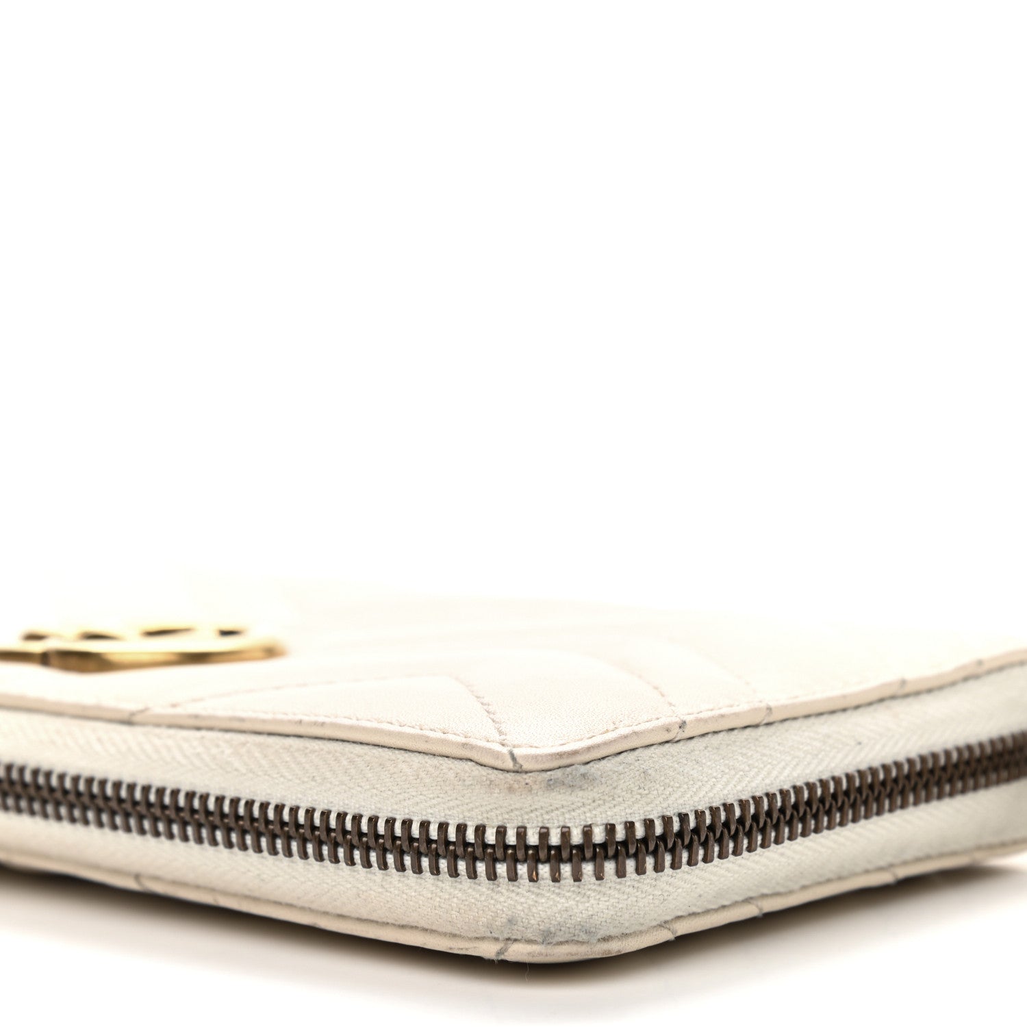 Gucci Calfskin Matelasse GG Marmont Zip Around Wallet White 11 of 12