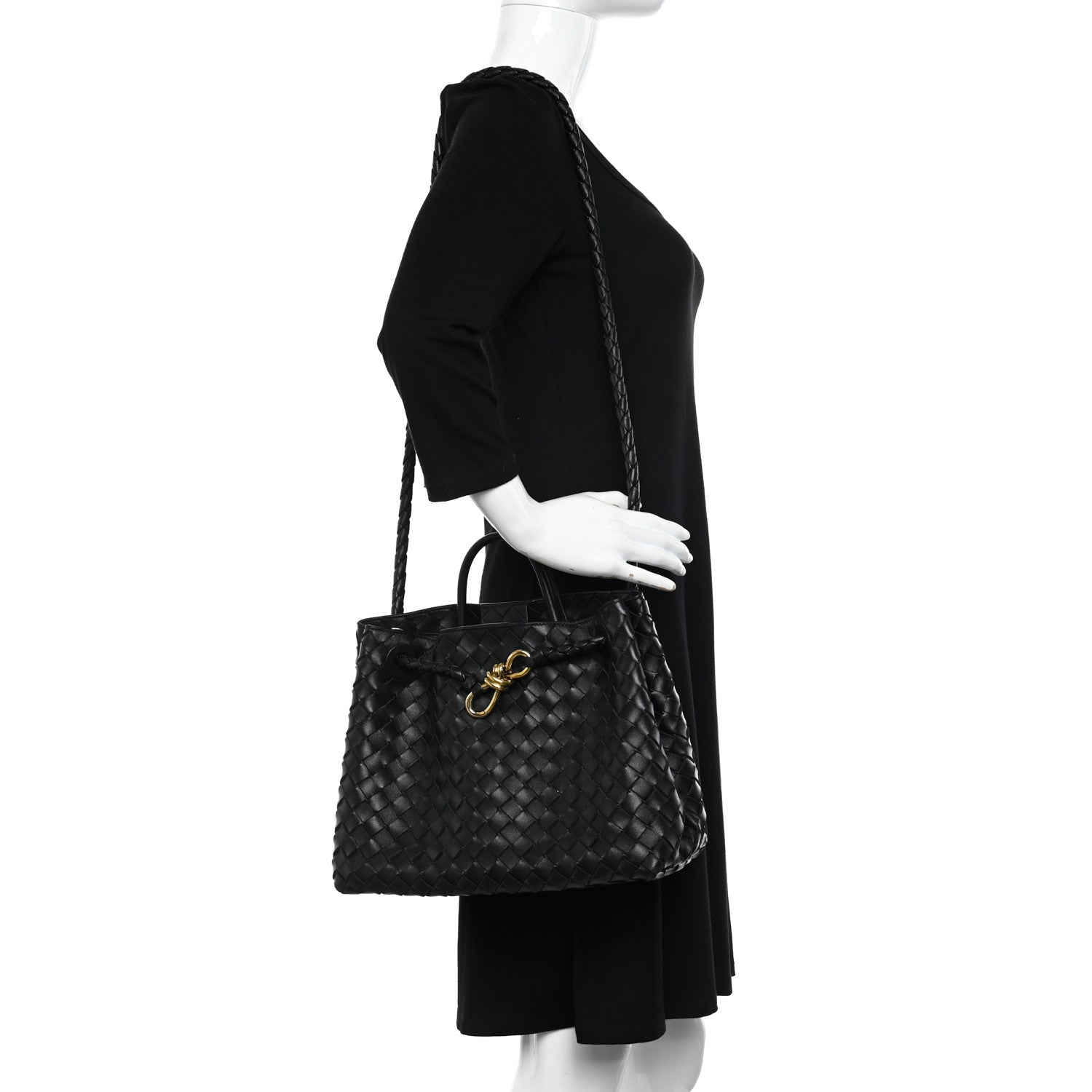 Bottega Veneta Nappa Intrecciato Medium Andiamo Shoulder Bag Black 2 of 10