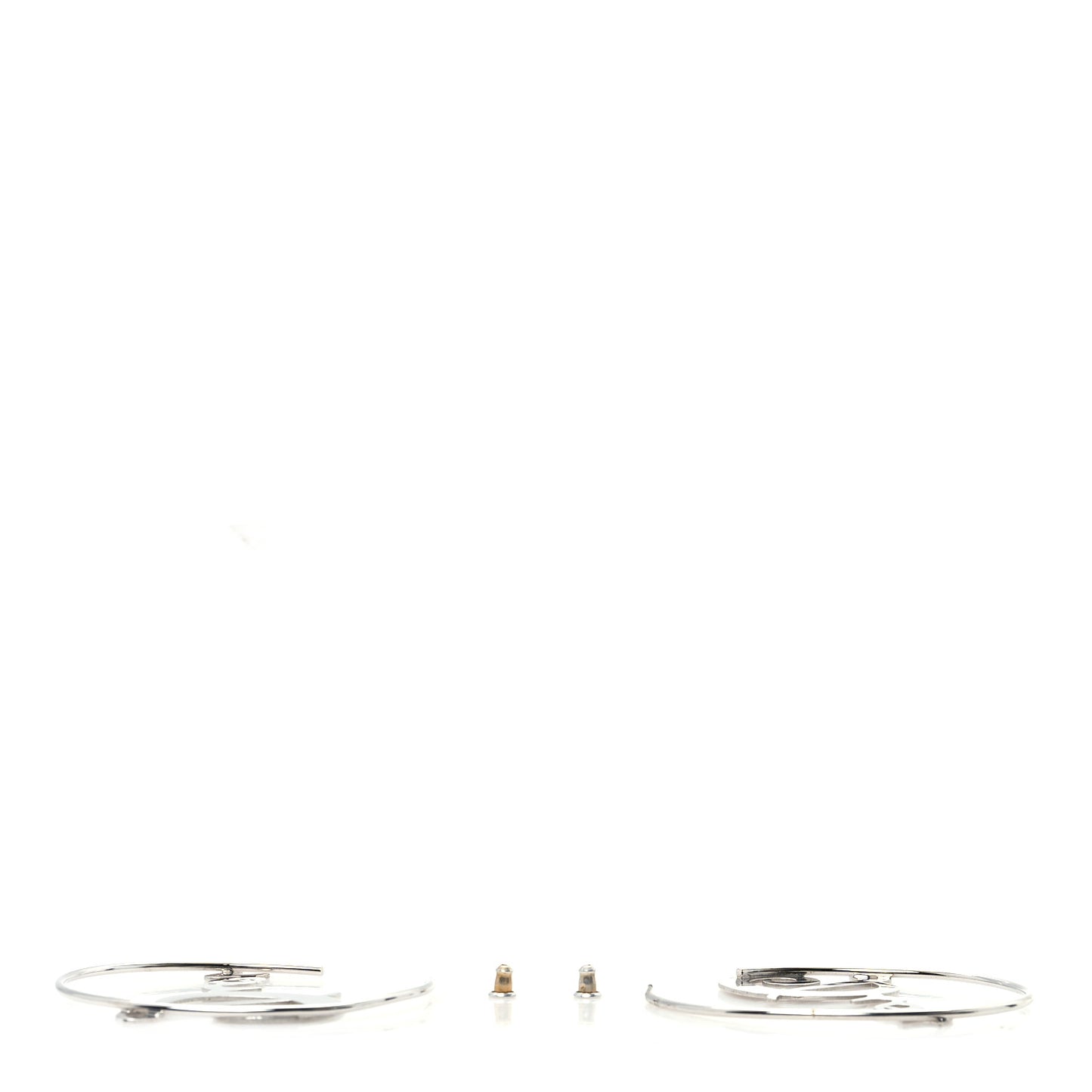 Metal Script Creole Hoop Earrings Silver