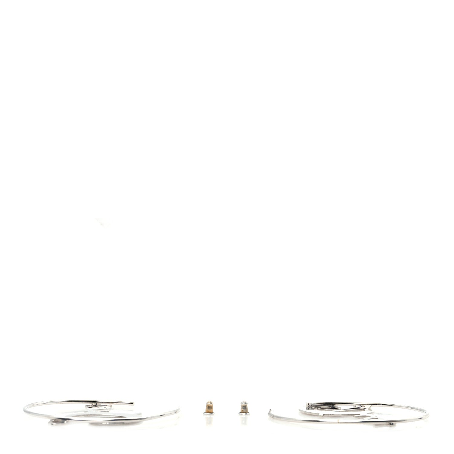 Christian Dior Metal Script Creole Hoop Earrings Silver 4 of 4