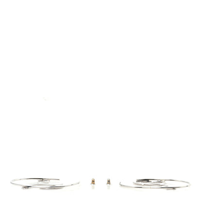 Christian Dior Metal Script Creole Hoop Earrings Silver 4 of 4